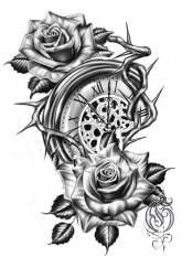 薔薇と時計のデザイン
