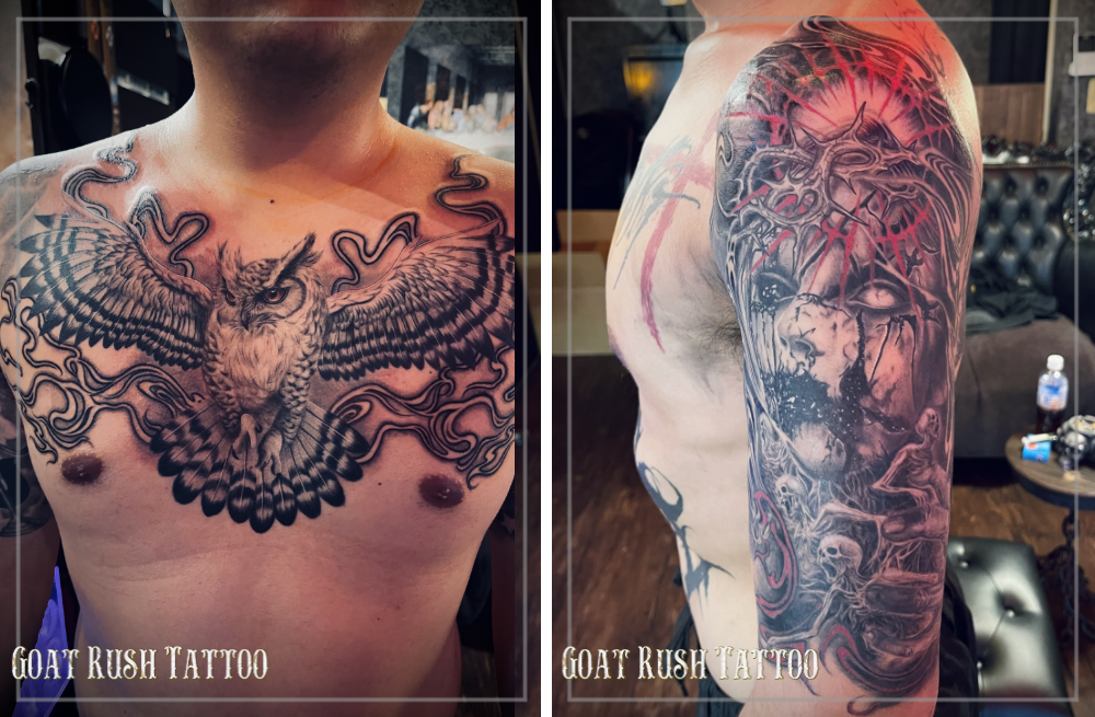 刺青　入れ墨　tattoo 五分額制作途中🔥 脇近辺の額部分を彫りました✍🏻 ありがとうご